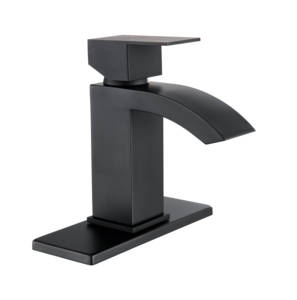Robinet de lavabo de salle de bain en acier inoxydable noir de luxe à cascade à poignée unique CUPC - Product Image 6