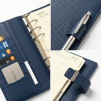 Carnet de notes A5 en cuir personnalisé avec logo en relief, organiseur rechargeable à 6 trous avec porte-cartes et attache stylo, agenda professionnel