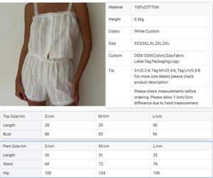 QINSI 2 pezzi senza maniche <span class=keywords><strong>pigiama</strong></span> Set canotta pantaloncini da notte con pigiami da donna in <span class=keywords><strong>pizzo</strong></span> da donna pigiami in <span class=keywords><strong>cotone</strong></span> bianco da donna - Product Image 6