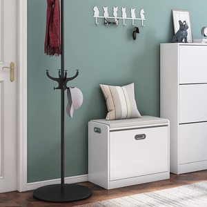 Armoire à chaussures en <span class=keywords><strong>bois</strong></span> blanc avec coussin en PVC <span class=keywords><strong>banc</strong></span> à chaussures avec espace de rangement - Product Image 5