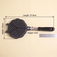 Pembuat Waffle Lipat 5 Bentuk Hati Anti Lengket dari Aluminium Cor 37x16cm untuk Kompor Gas di Dapur Rumah