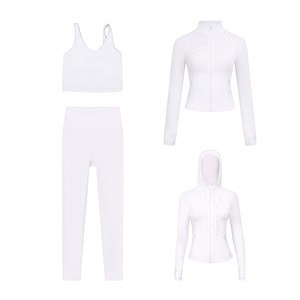 Hot Sale Women's <b>Yoga</b> Sets Breathable 4-Piece Long Sleeve Gym Training Clothes <b>Yoga</b> Tight <b>Jacket</b> Fitness Sports Shorts Workout - Product Image 6