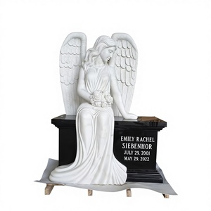 Monument funéraire Angel Headstones, monument commémoratif avec double cœur et ange - Product Image 3