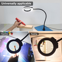 5X Magnifying Glass with Magnetic Base Gooseneck Arm Table Lamp Hands Free Lighted Illuminated Magnifying Desk Lamp