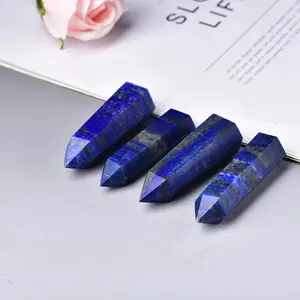 Varinhas de quartzo para lapis-lazúli, bastões naturais mais vendidos por atacado, bastões de cristal para fengshui, torre de presente em cristal azul