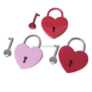 Ivoduff 45*59 מ "מ ורוד אדום מלא אהבה לבן צורה לב מנעול סגסוגת מתכת מנעול לב מפתח - Product Image 6