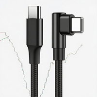 Câble USB-C mâle 60W 1m à angle droit/gauche 90 degrés en alliage d'aluminium, charge rapide 5A, tressé en nylon, écologique