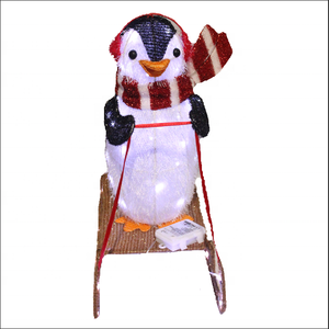 Pingüino decorativo LED iluminado tapicería artefacto lindo embalaje retráctil tela textil con caja de batería de sincronización - Product Image 2