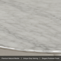 Table à manger ovale de luxe moderne en marbre blanc de Carrare UnionStone, base en forme de tulipe, table en pierre pour hôtel et villa
