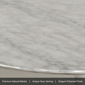 UnionStone Wholesale Luxury Carrara <b>White</b> Marble Oval <b>Dining</b> <b>Table</b> <b>White</b> Tulip Pedestal Base Stone <b>Table</b> for Hotel Villa - Product Image 2