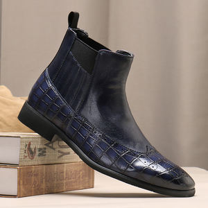 Bottes Chelsea d'hiver tendance en cuir PU véritable de qualité supérieure, respirantes, résistantes à l'usure, pour hommes, style décontracté - Product Image 4