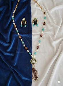 Antique <b>Jewellery</b> High <b>Gold</b> Polish Long Mala <b>Set</b> Designer Party Wear Fancy Traditional Necklace <b>Set</b> for Women - Product Image 3