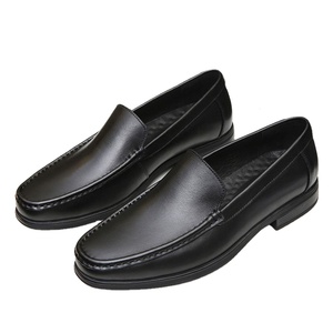Mocassins de bureau de luxe personnalisés à bout carré noir, en cuir véritable respirant et léger, à lacets, pour printemps-été - Product Image 1