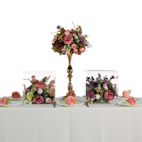 Boule de fleurs artificielles de style européen, centre de table de mariage, décoration florale pour chandelier, vase, boîte en acrylique, fête, banquet