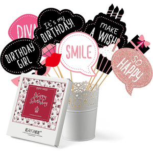 Set di 30 Accessori Fotografici Oro Rosa per Feste di <span class=keywords><strong>Compleanno</strong></span> delle Ragazze con Decorazioni per Selfie, Fornitura Transfrontaliera - Product Image 5