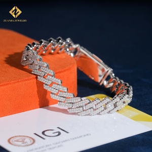 Lab Grown Diamond <b>Bracelet</b> Popular 12mm Cuban <b>Chain</b> Cuban Link <b>Chain</b> Necklace <b>Bracelet</b> <b>Men</b> Iced Out Diamond 925 - Product Image 1