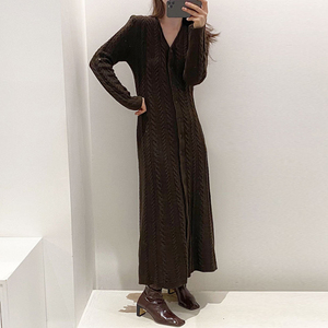 Haute qualité femmes Maxi <span class=keywords><strong>robe</strong></span> <span class=keywords><strong>pull</strong></span> automne hiver mince plaine <span class=keywords><strong>pull</strong></span> côtelé cachemire longue cheville chandails torsadés robes - Product Image 4