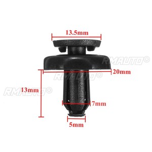 20 piezas de clips negros de 7 mm para la cubierta del radiador del motor para Toyota Avensis 2003-2008 5325920030/53259-20030 - Product Image 2