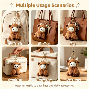 Porte-clés personnalisé en peluche vache des Highlands, pendentif animal en peluche doux pour sacs à main, sacs à dos, clés – Beau cadeau pour femmes et enfants - Product Image 5