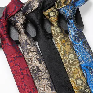 High Quality Jacquard Luxury Mens Ties Paisley Italian Poly Silk Neckties Custom Neckties Personalized Ties For Men Set