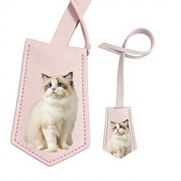 Étiquette de bagage en cuir PU, pendentif de sac, breloque de sac en cuir avec portrait d'animal, breloque de sac à main portable, étiquette de valise étanche