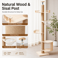 Tour pour chat en bois massif, style capsule spatiale, moderne, écologique, à hauteur réglable sur 6 niveaux, du sol au plafond, pour chats d'intérieur, vente en gros