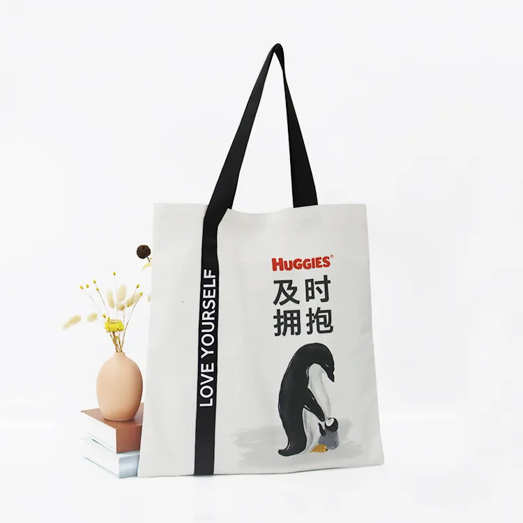 Wholesale Custom logo Recyclable Fashion Shoulder Women's Shopping Tote Canvas Cotton bag