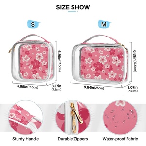 Bolsa de Cosméticos Rectangular Transparente con Diseño de Flores de Cerezo Rosa, Logotipo Personalizado, PVC Transparente con Cierre, para Viaje y Maquillaje - Product Image 4