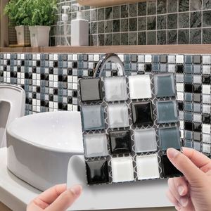 Home Creative 3D <b>Mosaic</b> Crystal <b>Tile</b> <b>Sticker</b> DIY Self-Adhesive Wall <b>Sticker</b> Floor <b>Sticker</b> 10pcs Bathroom Wallpaper Waterproof - Product Image 5