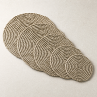 Sous-verre en corde de jute de 1,2 cm, 6 tailles (10 cm à 35 cm), rond, en spirale, en fibre naturelle, pour table et décoration