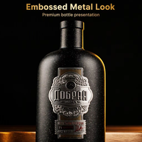Étiquette de bouteille en aluminium métallique personnalisée, adhésif puissant, anti-rayures, pour vin, whisky, spiritueux, bouteille en verre, impression OEM