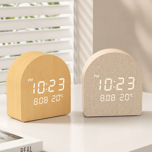 Horloge de table numérique intelligente LED <span class=keywords><strong>en</strong></span> bois, mini, simple, portable, avec affichage de la température, pour la maison, l'hôtel, la décoration, le réveil matinal - Product Image 1