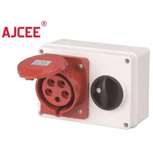 AJCEE ip44 5pin 32a 440v interlock switch waterproof box sockets eu portable power distribution box