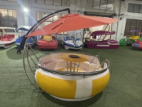 Table à manger flottante en fibre de verre QIQU avec barbecue, bateau donut électrique commercial pour 8 personnes