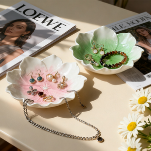 Wholesale Most Popular Flower Decorative <b>Ring</b> Dish Jewlery Tray Ceramic <b>Plate</b> Decor Trinket Dish with Custom logo for Home Decor - Product Image 5