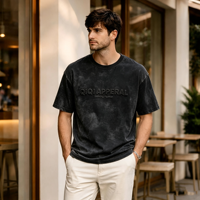 T-shirt Homme Vintage à Épaules Tombantes en Coton Premium 230 GSM, Broderie Personnalisée du Logo sur la Poitrine, Style Urbain Quotidien