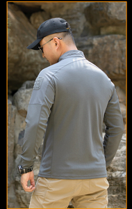 Fabricantes de camisetas tácticas de <span class=keywords><strong>manga</strong></span> <span class=keywords><strong>larga</strong></span> transpirables personalizadas para hombres camisetas de nailon de cuello redondo para caza combate elástico Ripstop - Product Image 5