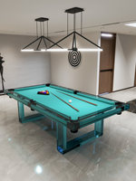 BOJAZND TB-99 Table de billard de luxe haut de gamme en verre cristal de style italien pour villa et maison, en acrylique noir, modèle standard pour billard américain à 8 boules