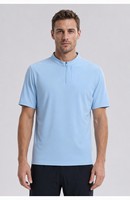 Maglietta Sportiva da Uomo con Mezza Zip, Manica Corta, Collo Alto, Logo Personalizzato OEM, Leggera, Traspirante, per Fitness, Allenamento, Corsa