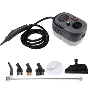 Nettoyeur vapeur électrique portatif, corps en plastique noir et blanc, 1200W, pression de 3 bars, réservoir d'eau de 1,2L, autonomie de 1 heure, usage domestique - Product Image 1