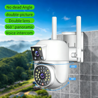 Caméra de sécurité extérieure Tuya double objectif 360 ° PTZ panoramique avec audio bidirectionnel IP66 résistant aux intempéries pour Yard Villa