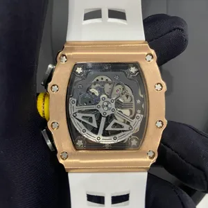 Reloj cronógrafo automático de lujo en titanio y oro rosa con caja trasera calada; reloj casual de negocios para hombre. - Product Image 5