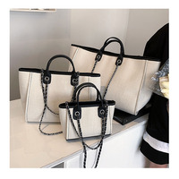 Sac à bandoulière de luxe de grande capacité avec poignée et chaîne pour le shopping et le voyage S M L