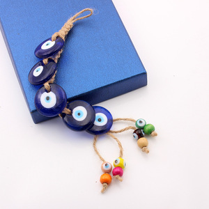 Tapiz de Pared de Ojos Azules Tejidos con Cuerda de Cáñamo, Tapiz de Ojo del <span class=keywords><strong>Diablo</strong></span> con Pequeños Ojos Coloridos - Product Image 1