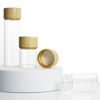 Conteneur de stockage de café en verre personnalisé de 22 mm de diamètre, tube en verre, bouteille pour fleurs, thé, capsules, avec bouchon en bambou à vis