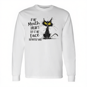 Camiseta de manga larga con estampado de gato: Si mi boca no lo dice, mi cara lo dirá - Product Image 2