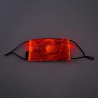 Masque facial plat lumineux à LED bleues, plissé, scintillant, réutilisable, pour festivals et Halloween