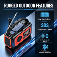 Radio Solar Multifunción con Manivela, 10000mAh, Radio Meteorológica de Emergencia con SOS