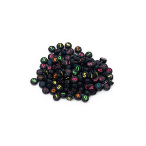 Cuentas para manualidades con números de colores, fondo negro, planas y redondas, 4x7mm, para manualidades, 17g - Product Image 1