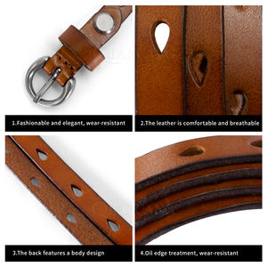 महिलाओं के लिए उत्तम वास्तविक चमड़े, व्यापार और आवागमन के लिए बहुमुखी, महिलाओं के लिए फैशनेबल चमड़े के स्लिम कमर बेल्ट - Product Image 6